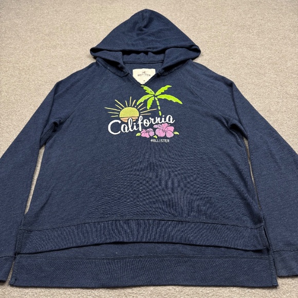 Vintage Y2K Hollister Hoodie Women's Size M Blue Sweatshirt Pullover Hooded Surf - Picture 2 of 7